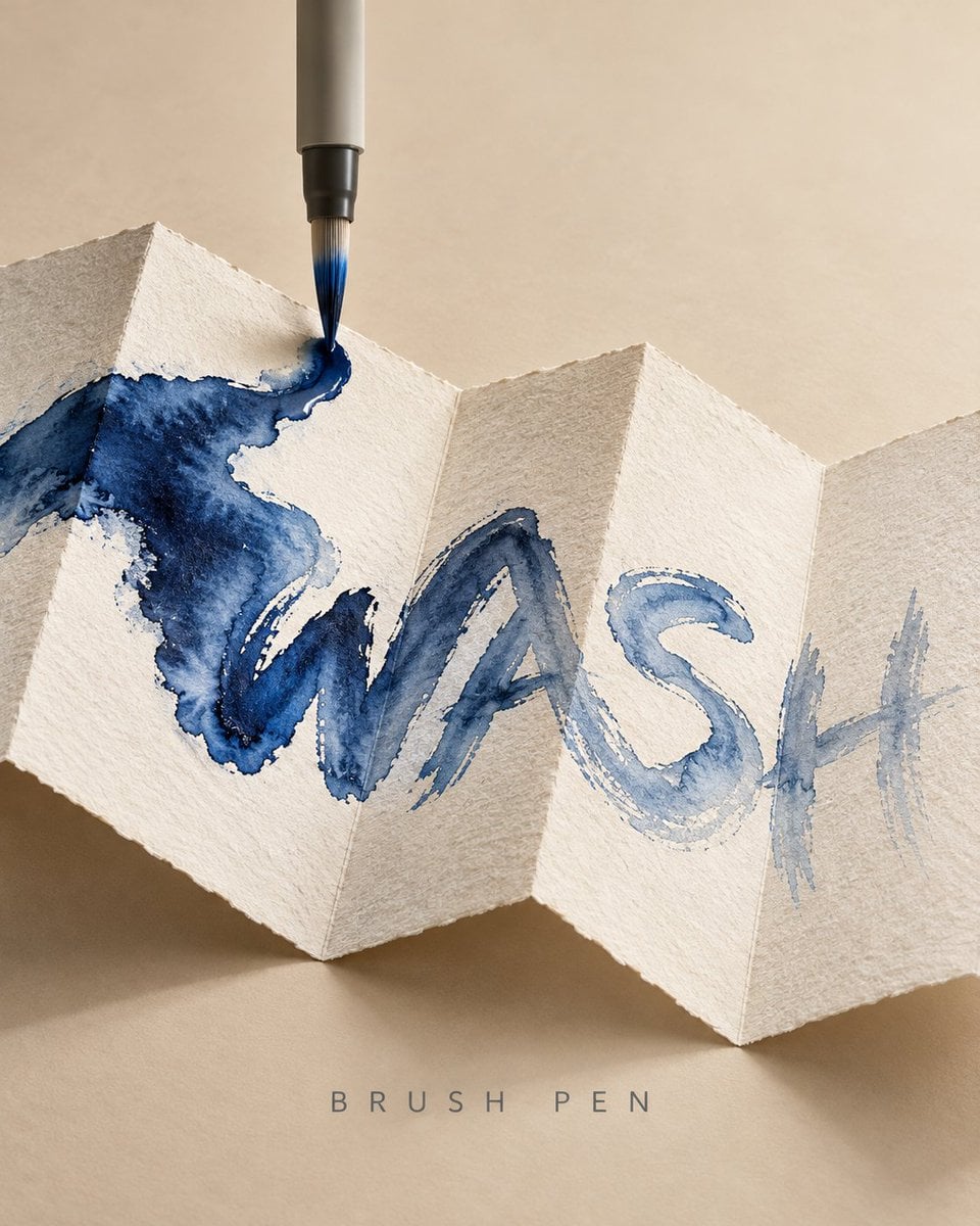 Example image 2 for Fountain Pen Ink Trail on Folded Paper Prompt