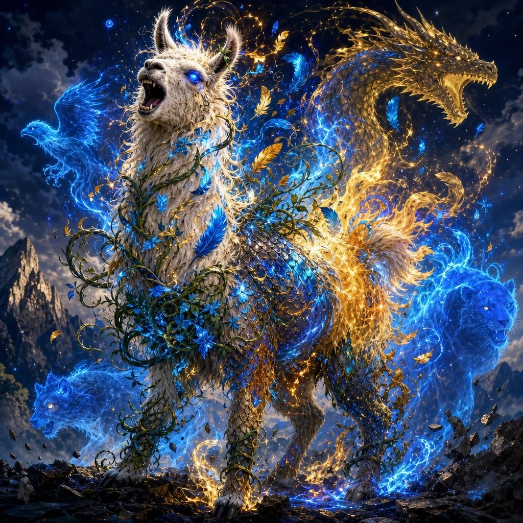 Example image 2 for Llama Wild Magic Transformation Fantasy Prompt