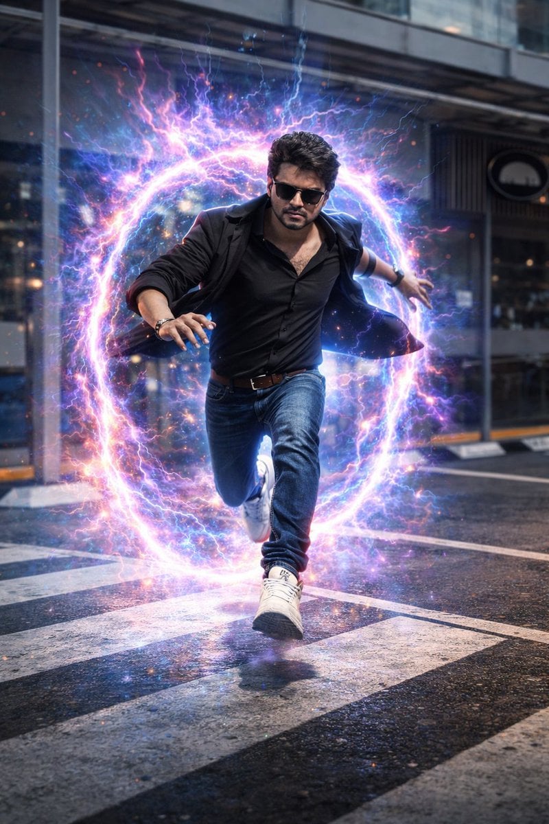 Example image 2 for Neon Portal Leap Action Movie Scene Prompt
