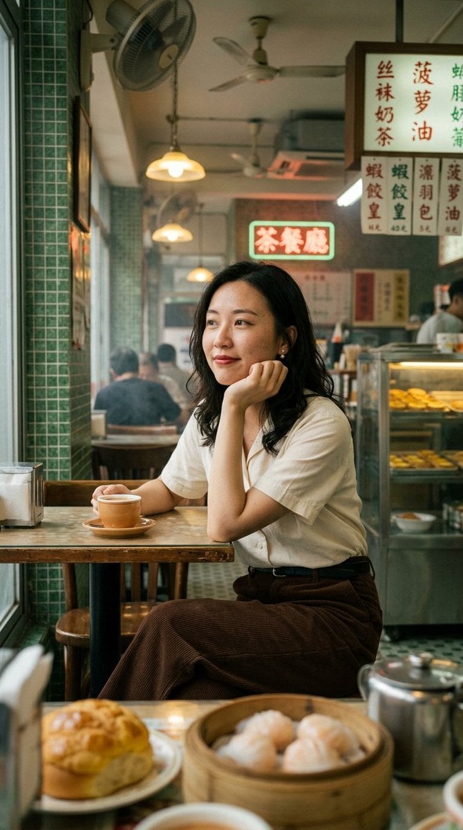 Example image 2 for Retro Hong Kong Tea Restaurant Film Still Prompt