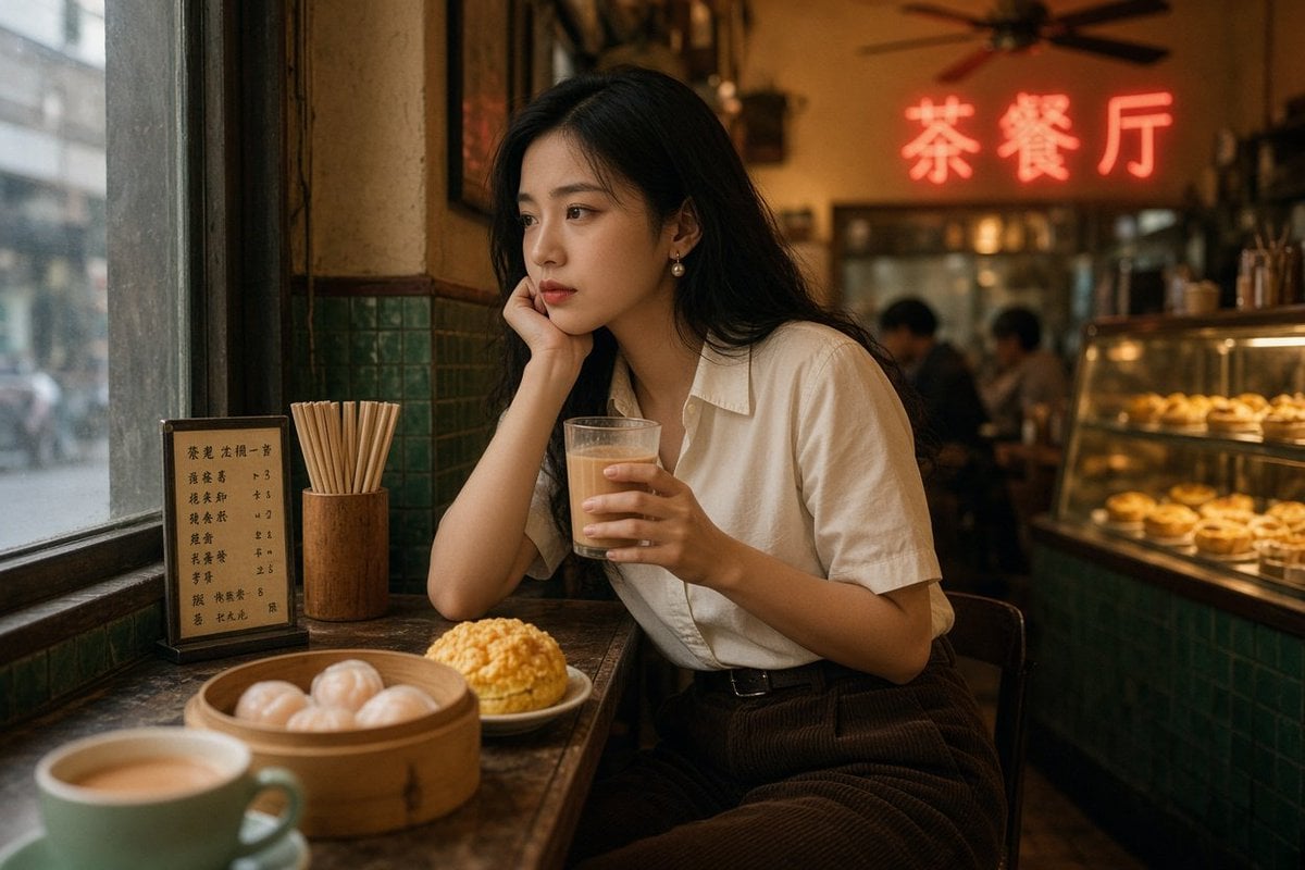 Example image 3 for Retro Hong Kong Tea Restaurant Film Still Prompt