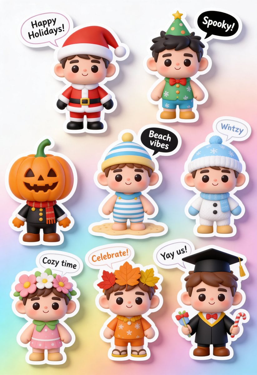 Example image 3 for Seasonal Chibi Sticker Pack From a Photo Prompt