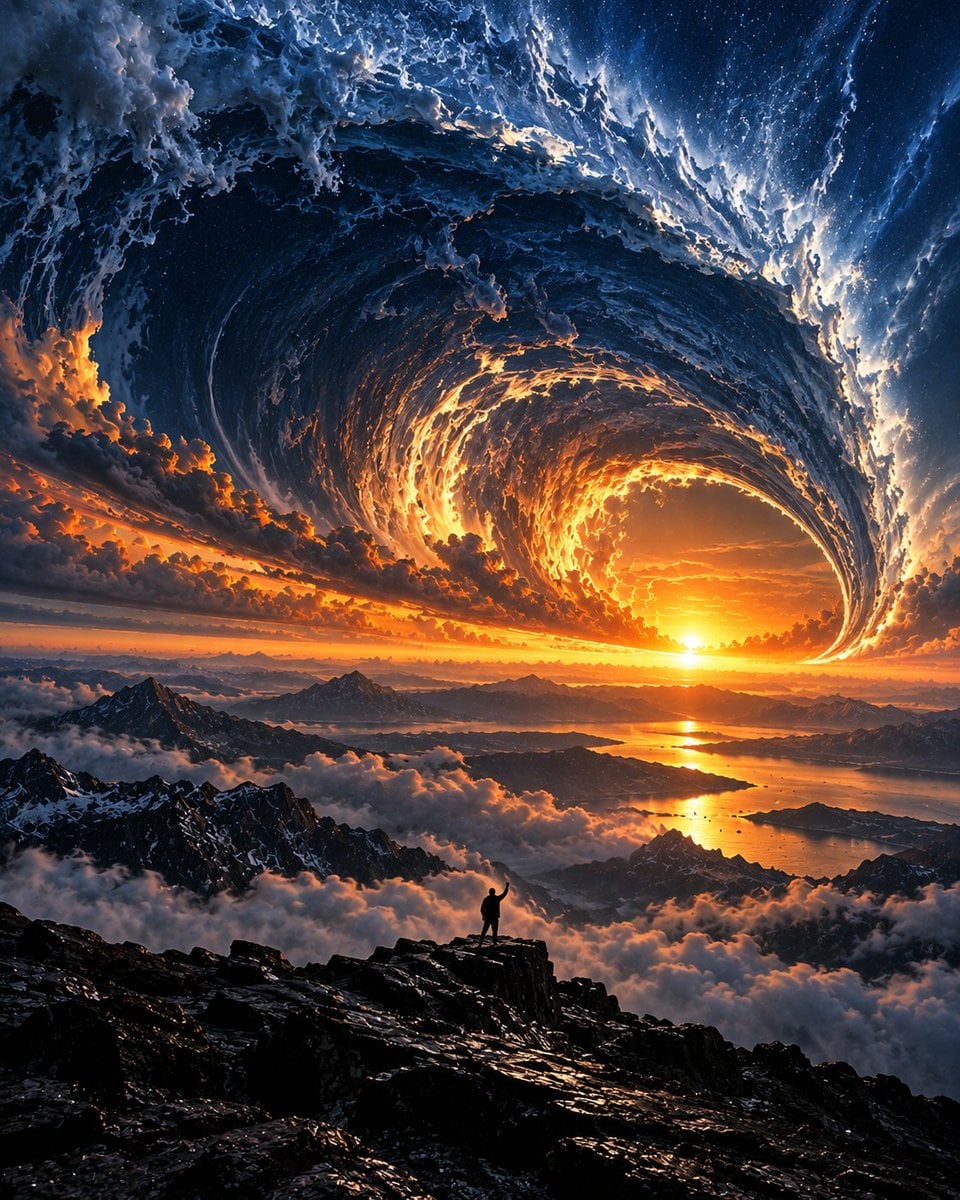 Example image 3 for Silhouette on a Peak Above a Cosmic Horizon Prompt