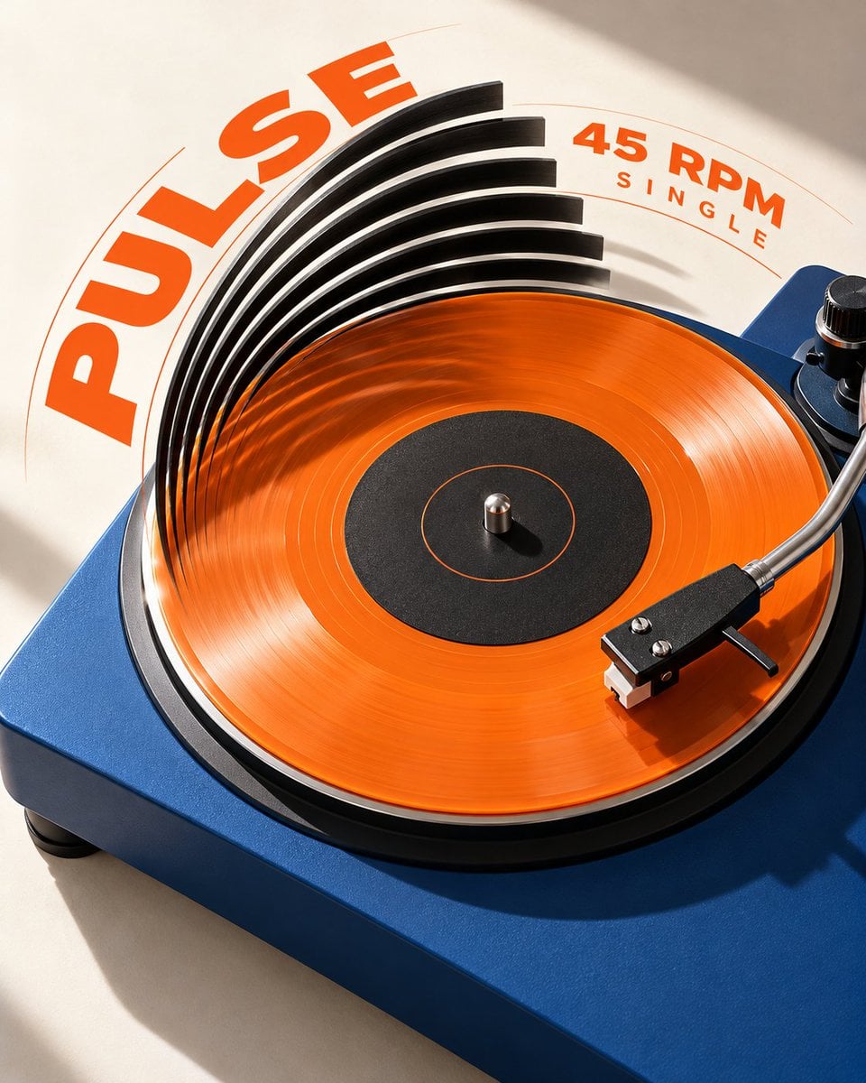 Example image 3 for Turntable With Grooves Rising Into a City Prompt