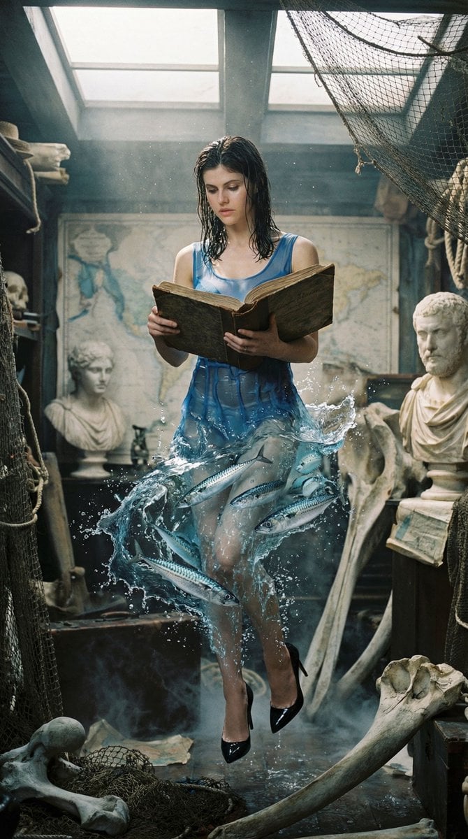 Example image 3 for Woman in a Skirt of Living Seawater Prompt