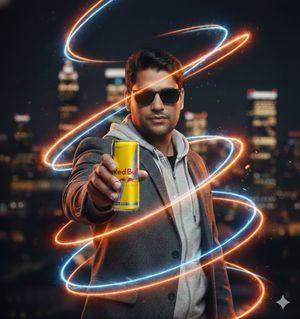 Example image 1 for Commercial Energy Drink Photography Prompt with Neon Effects
