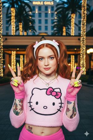 Example image 1 for Y2K Bimbo Aesthetic Portrait Generation Prompt for Sadie Sink