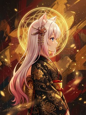 Example image 1 for Surreal Anime Nekomimi in Kimono