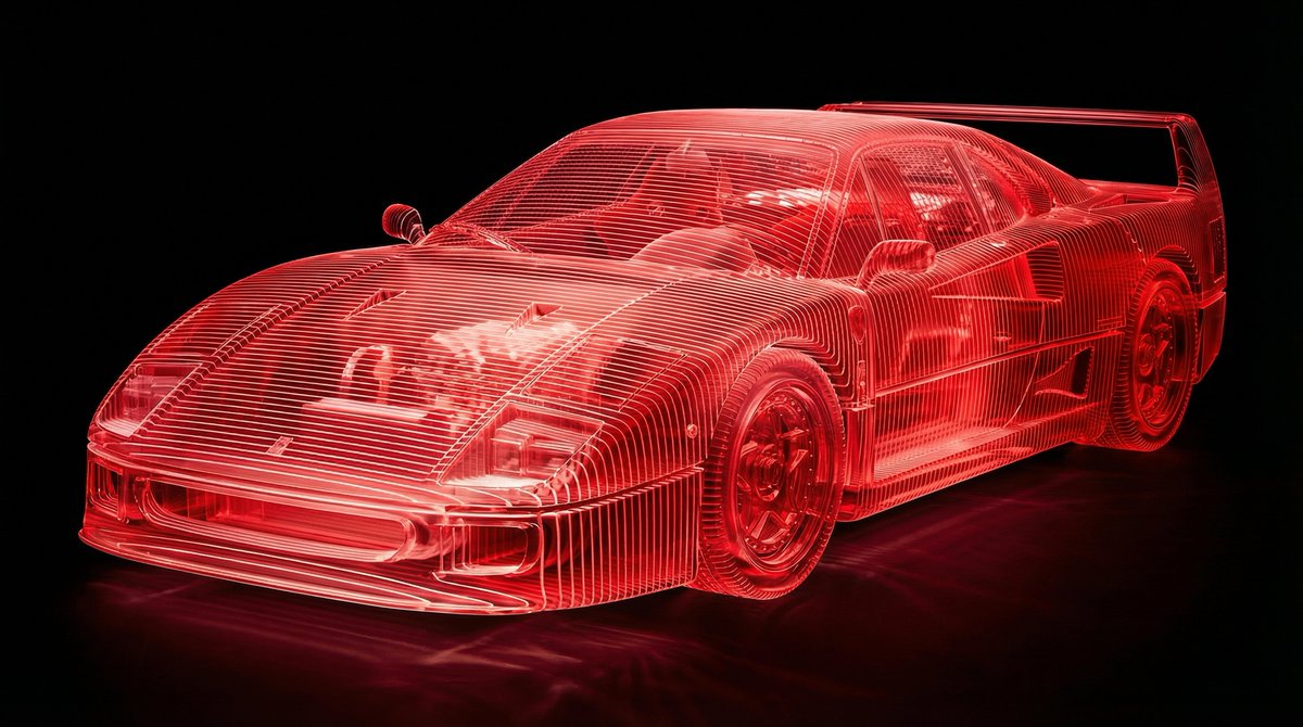 Example image 1 for E-commerce Main Image - Transparent Layered Glass Supercar Sculpture Prompt