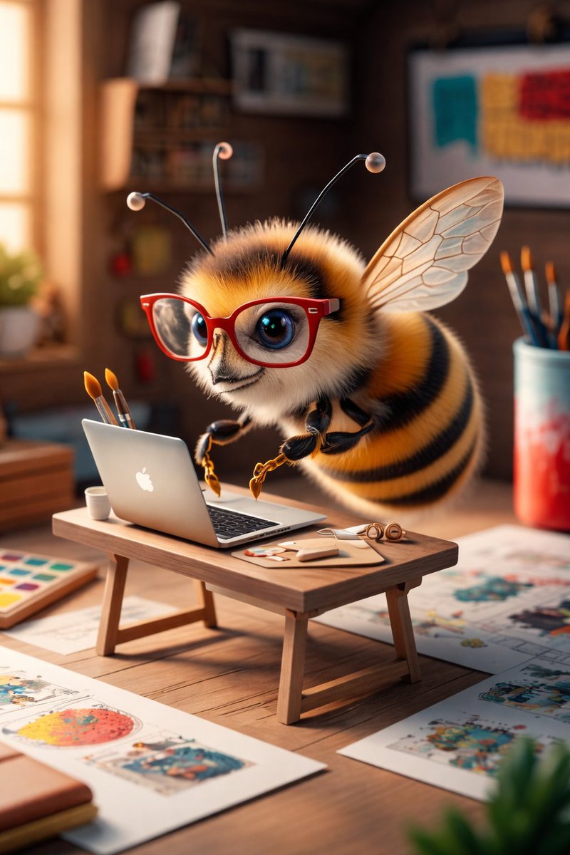 Example image 2 for 8K 3D Illustration of Anthropomorphic Bees (Gym and Relaxing)