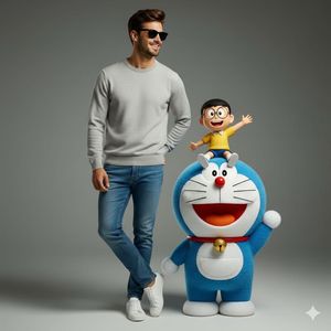 Example image 1 for Studio Portrait with Doraemon and Nobita Prompt