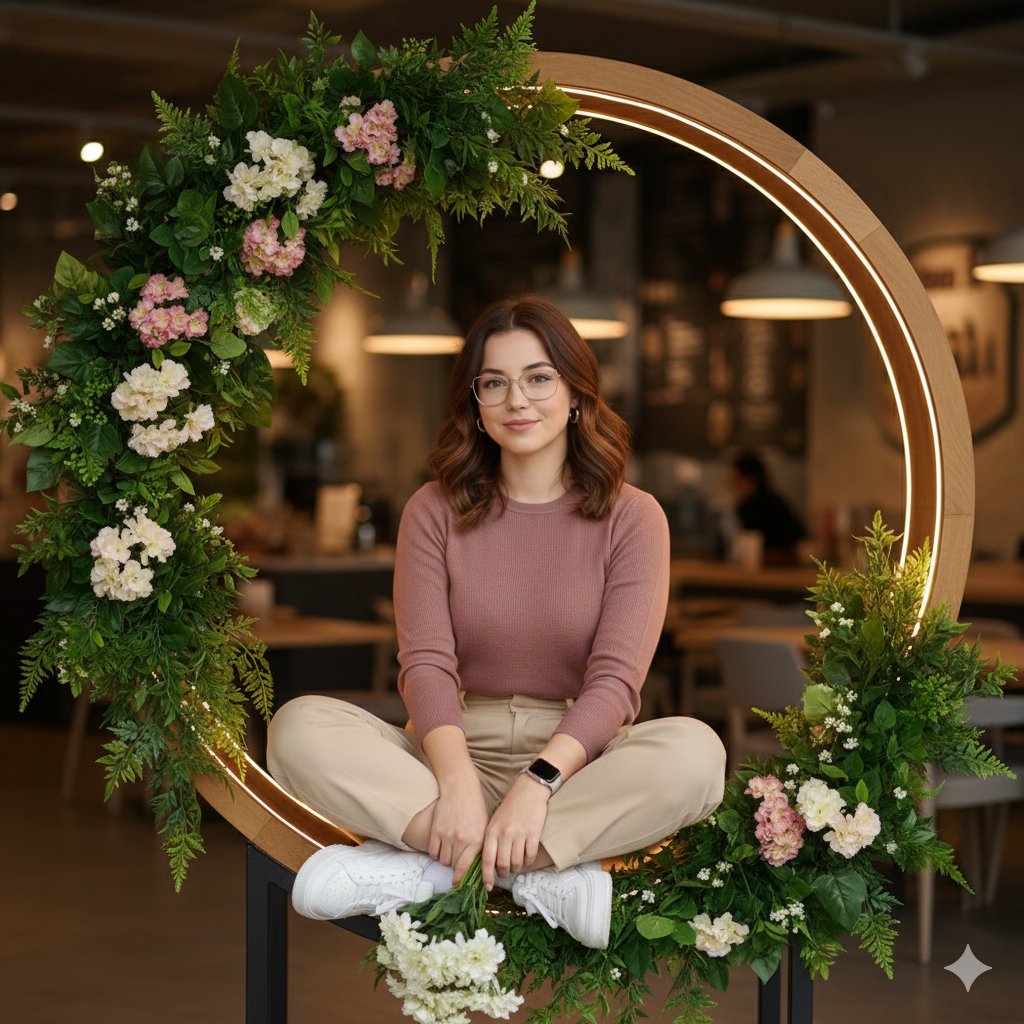 Example image 1 for Ultra-realistic café lifestyle portrait with identity lock prompt