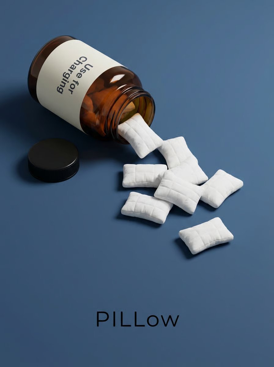 Example image 1 for E-commerce Main Image - Surreal Conceptual Product Ad for 'PILLow' Sleeping Pill