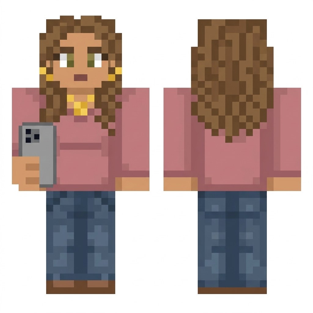 Minecraft skin front and back: Ring light selfie