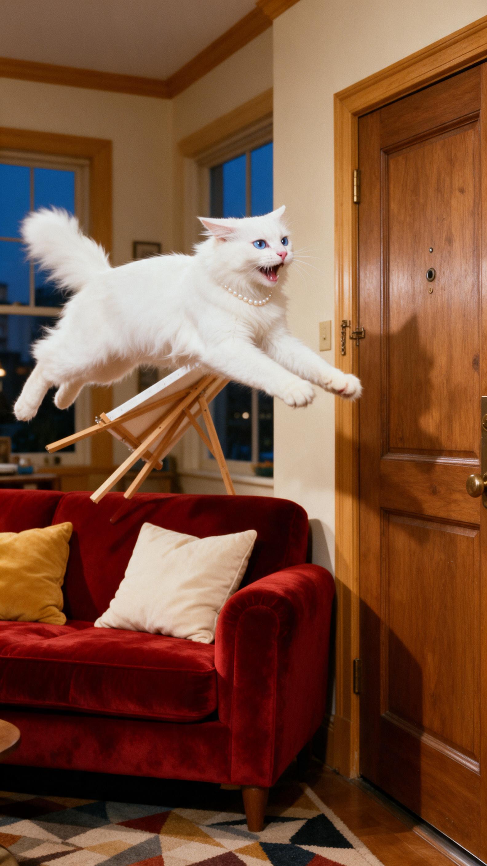90s Sitcom Cat Painter AI Video Generator AI photo example 2 created with imageat