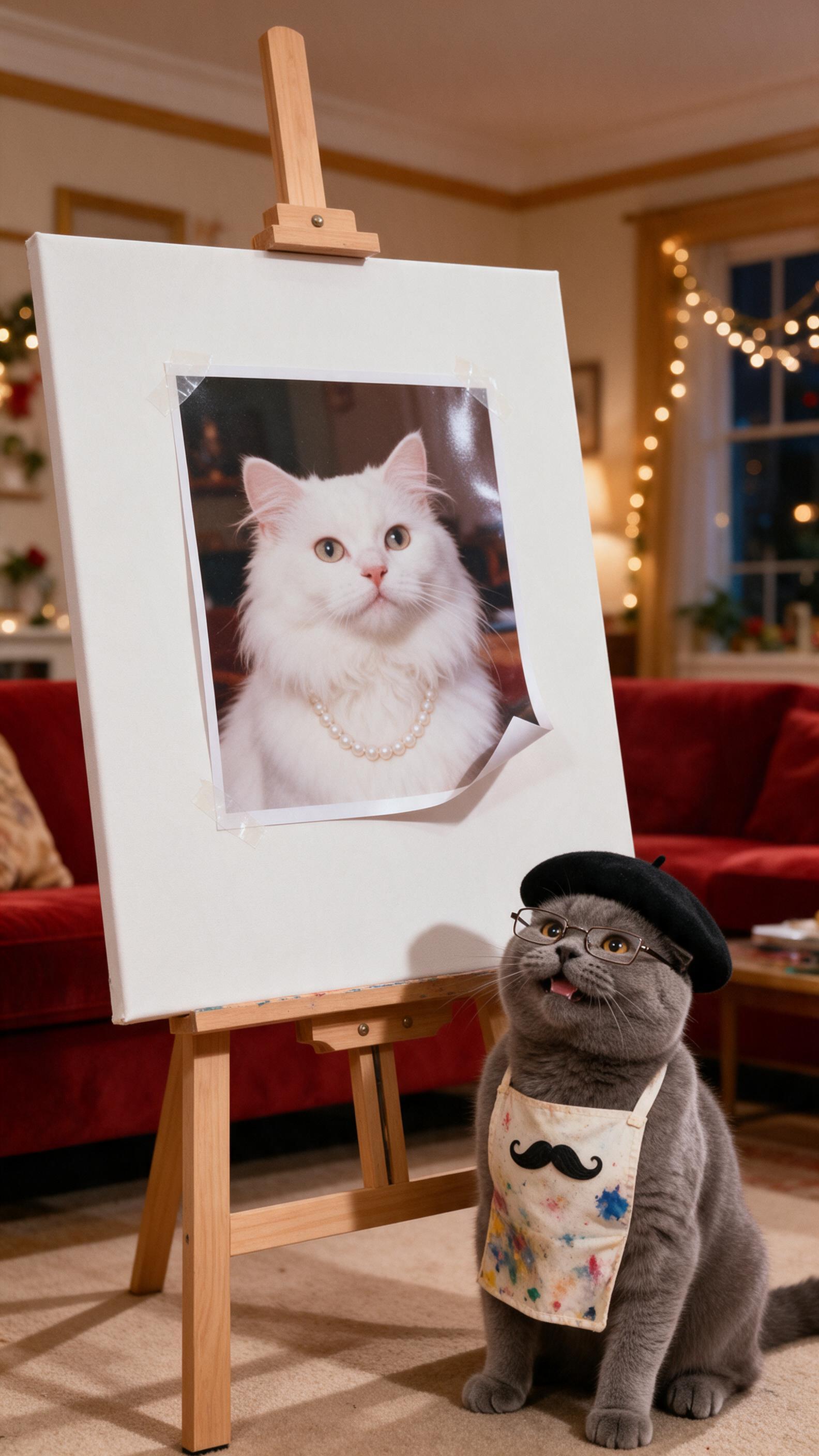 90s Sitcom Cat Painter AI Video Generator AI photo example 3 created with imageat