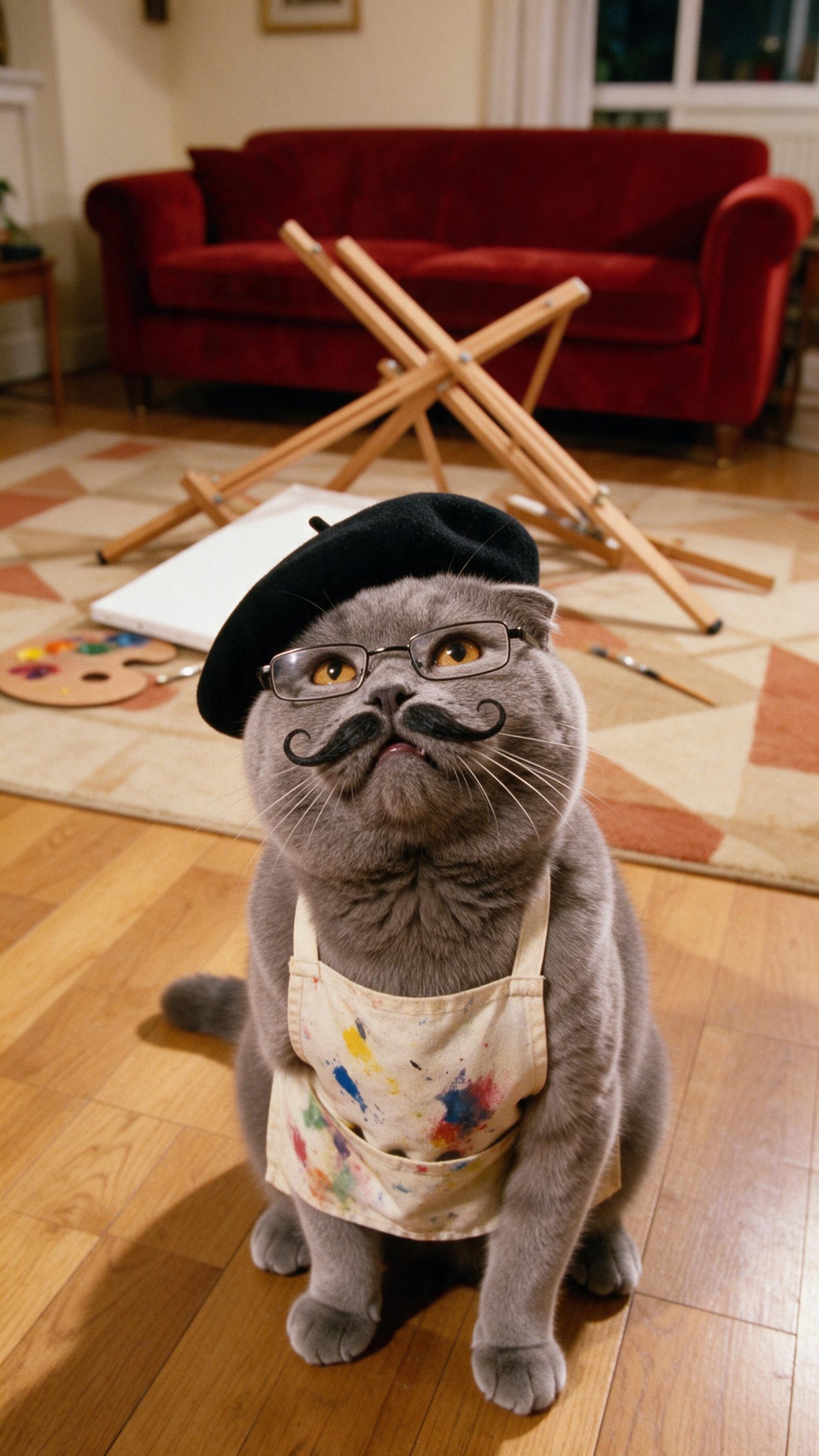90s Sitcom Cat Painter AI Video Generator