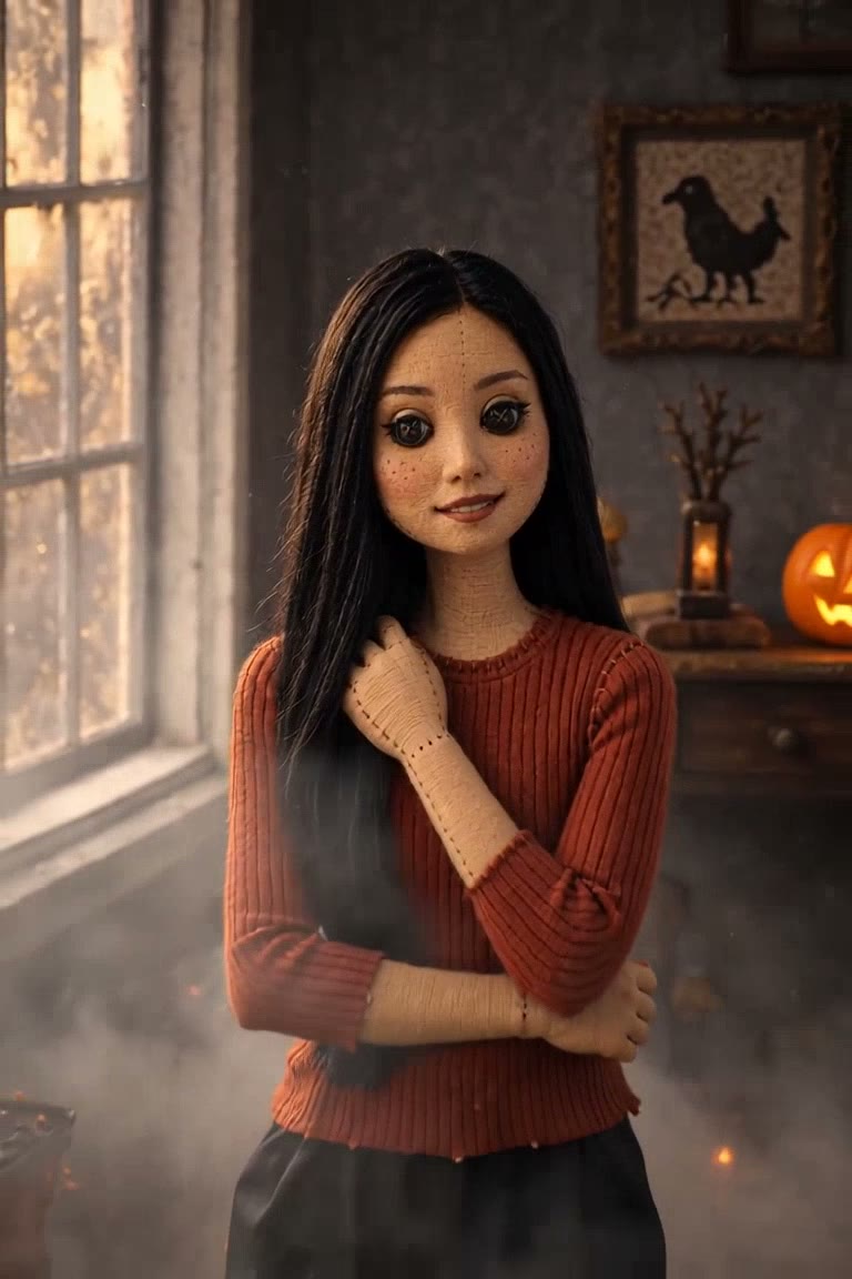 Button Eye Doll Halloween AI photo example 2 created with imageat