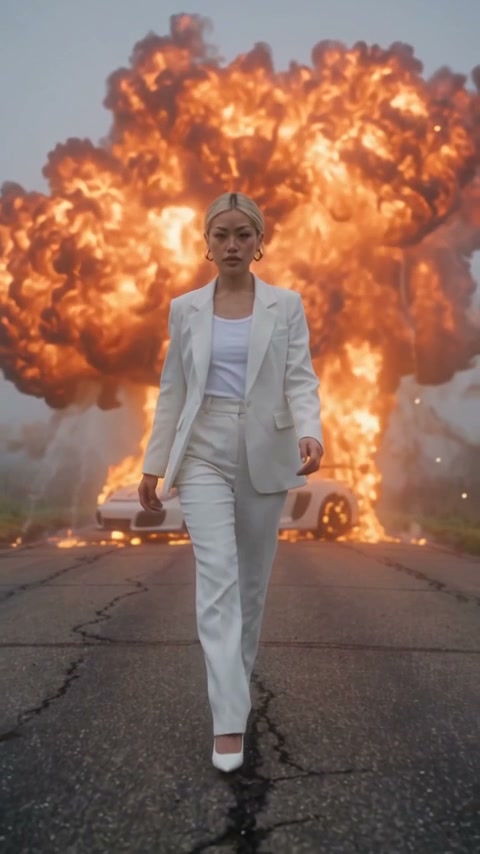 Car Explosion Walk AI photo example 2 created with imageat