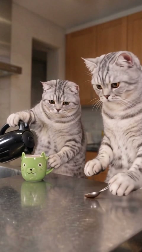 Cats Making Coffee AI photo example 2 created with imageat
