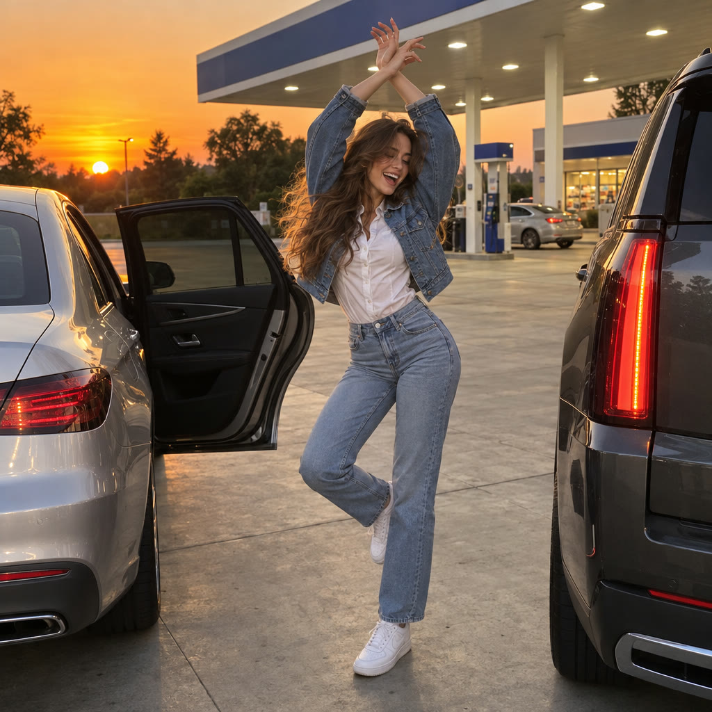 Gas Station Dance Trend AI photo example 1 created with imageat
