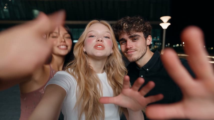 Night Trio Selfie Dance AI photo example 2 created with imageat