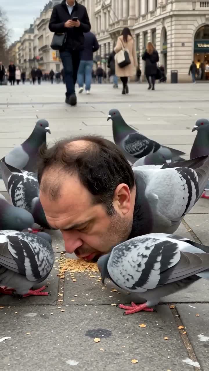 Pigeon Head Swap AI Video AI photo example 2 created with imageat