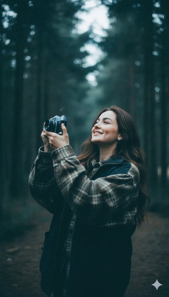 Example image 1 for Soft-lit but dark 90s portrait, Dutch angle, a 23-year-old...