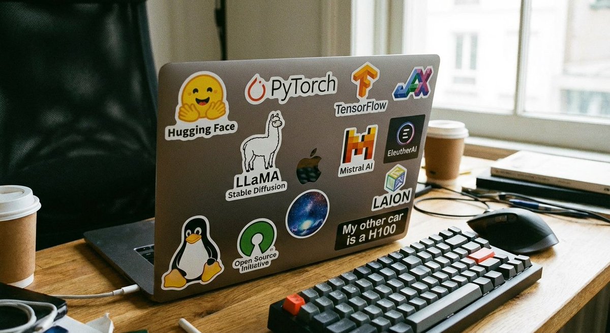 Example image 1 for nano banana - generate a laptop with stickers