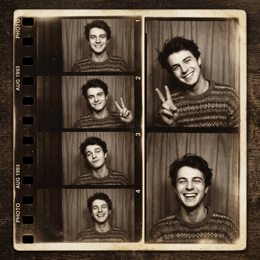 Vintage photobooth strip retro, Nano Banana Pro