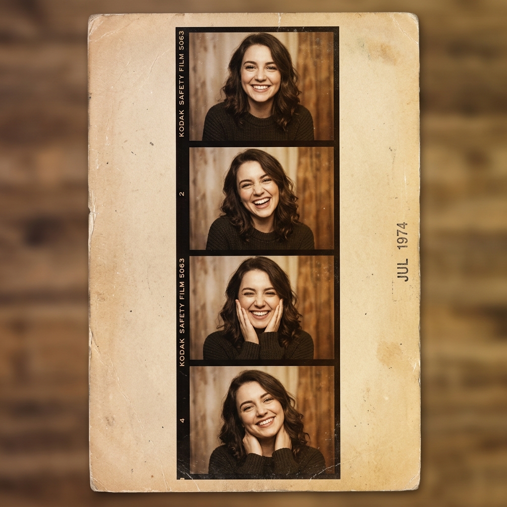 Vintage photobooth 90s aesthetic, Nano Banana Pro